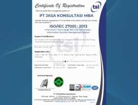 MBA Consulting Indonesia сертифицирована по стандарту ISO 27001:2013